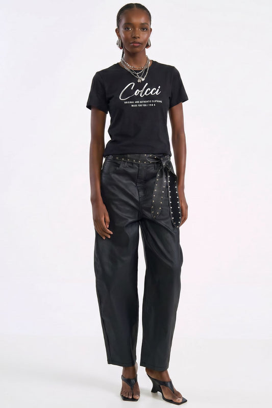 Camiseta Colcci Preta Logo Cursivo Frontal