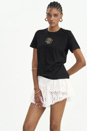 Camiseta Colcci Preta Logo Dourado