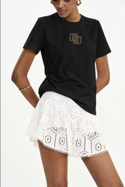 Camiseta Colcci Preta Logo Dourado