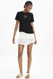 Camiseta Colcci Preta Logo Dourado