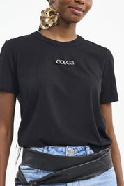 Camiseta Colcci Preta Logo Metalizado