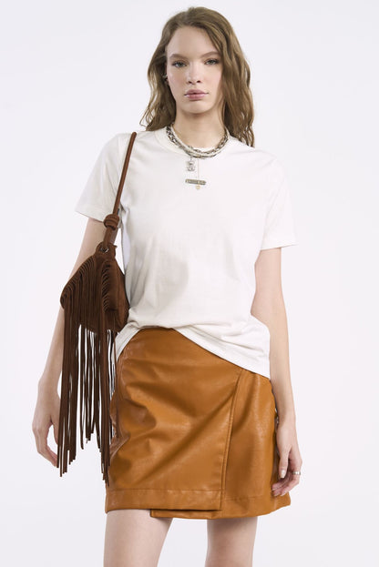 Camiseta Colcci Taupe Gola Redonda Malha Lisa