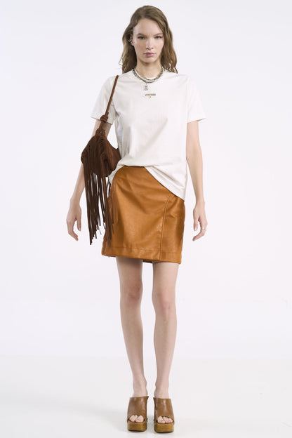 Camiseta Colcci Taupe Gola Redonda Malha Lisa