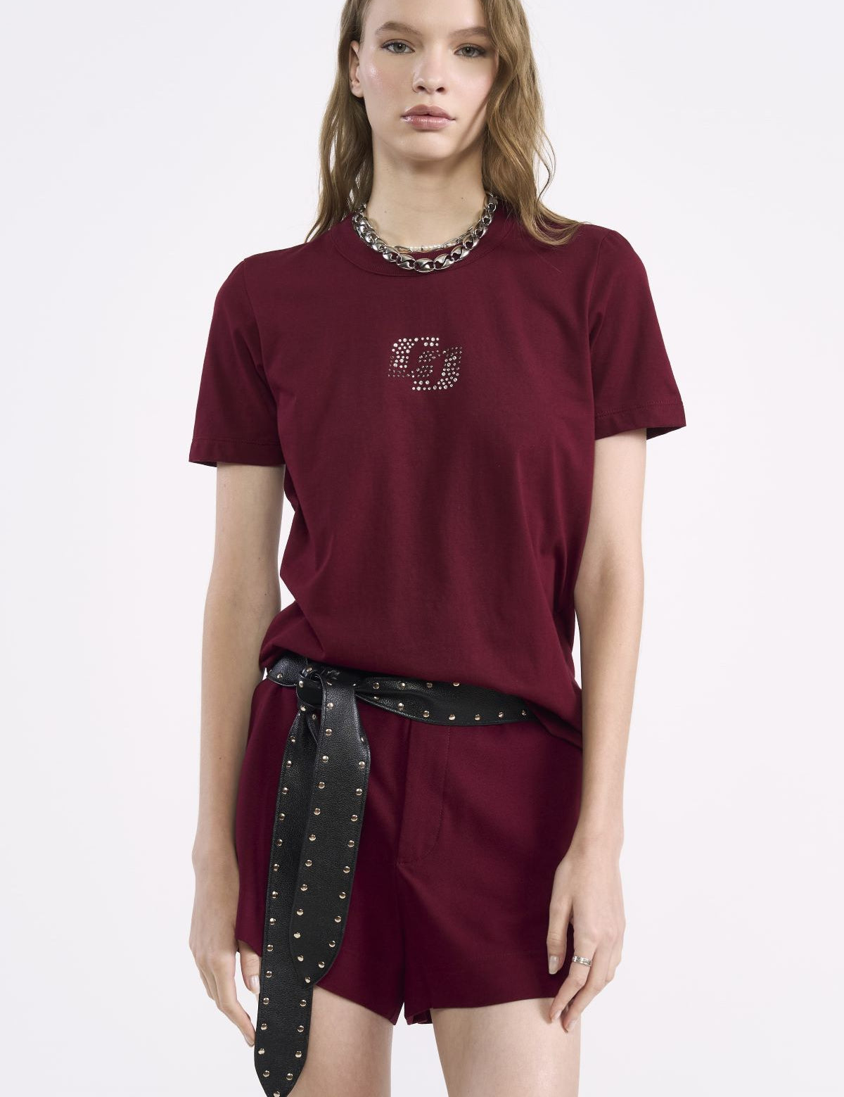 Camiseta Colcci Vinho Pedrarias Frontais