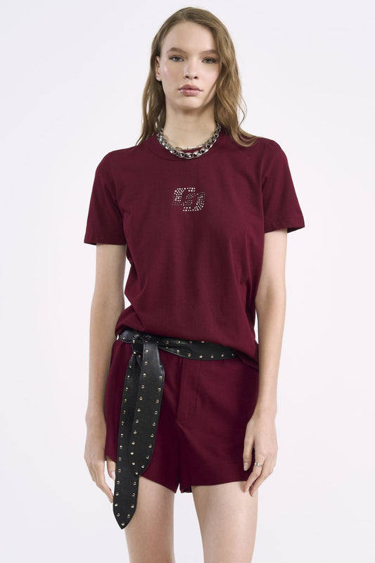 Camiseta Colcci Vinho Pedrarias Frontais