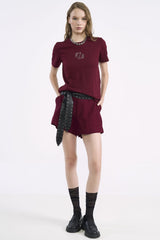 Camiseta Colcci Vinho Pedrarias Frontais