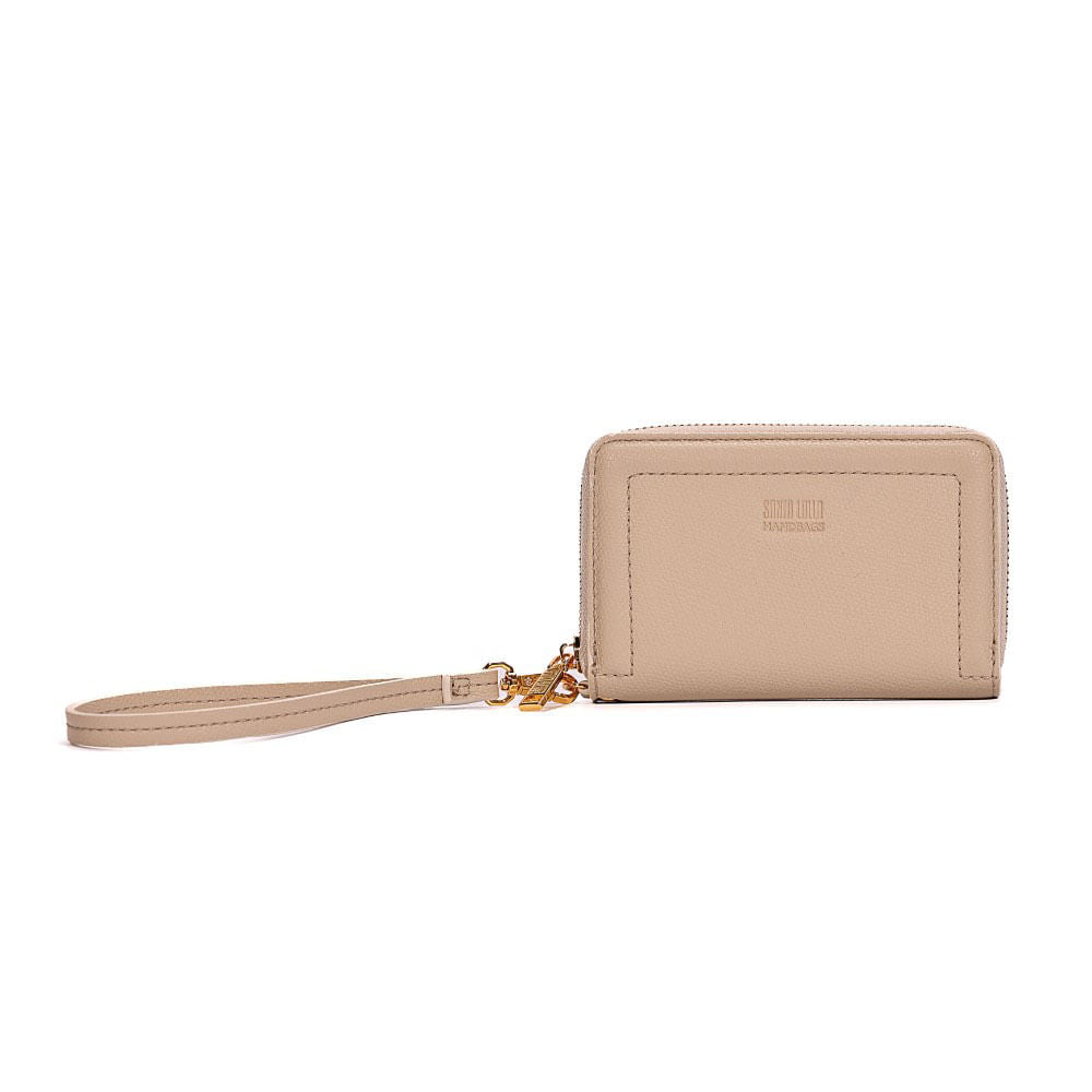 Carteira Pequena Santa Lolla Bege Alça De Mão