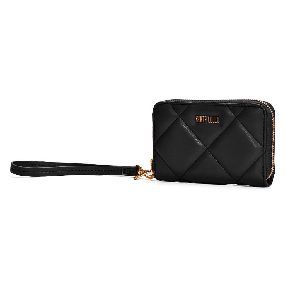 Carteira Pequena Santa Lolla Preta Alça De Mão