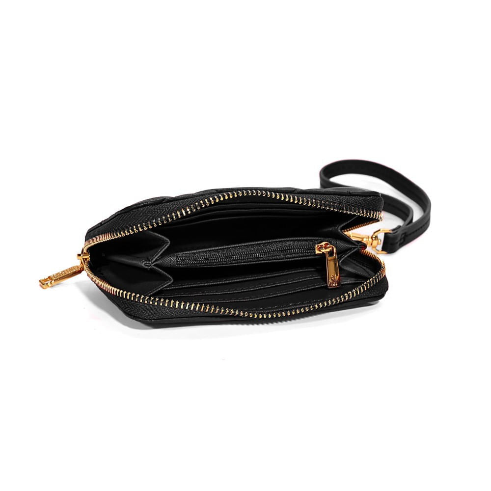 Carteira Pequena Santa Lolla Preta Alça De Mão