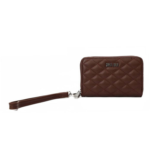 Carteira Santa Lolla Marrom Matelassê Com Alça De Pulso