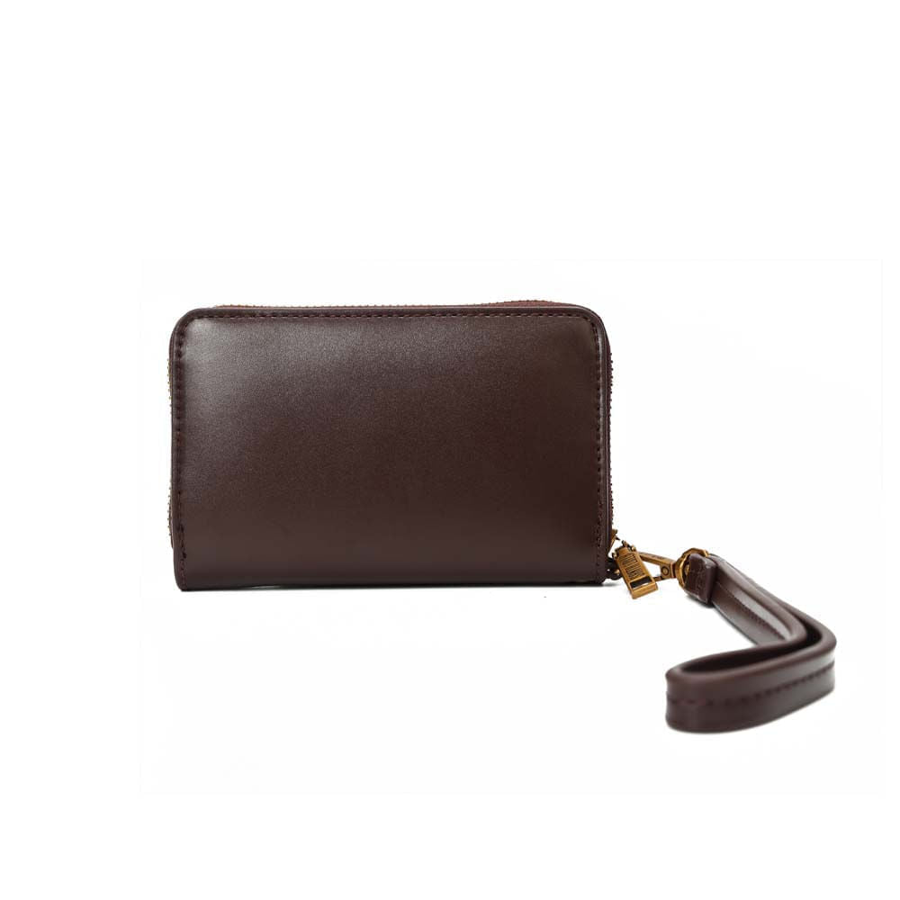 Carteira Santa Lolla Marrom Zíper Alça De Mão