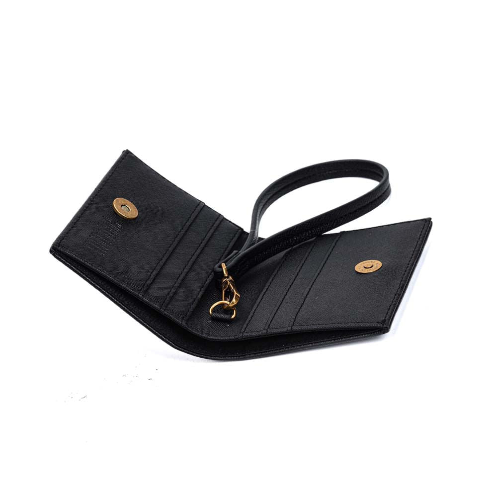 Carteira Santa Lolla Preta Texturizada Alça Wristlet