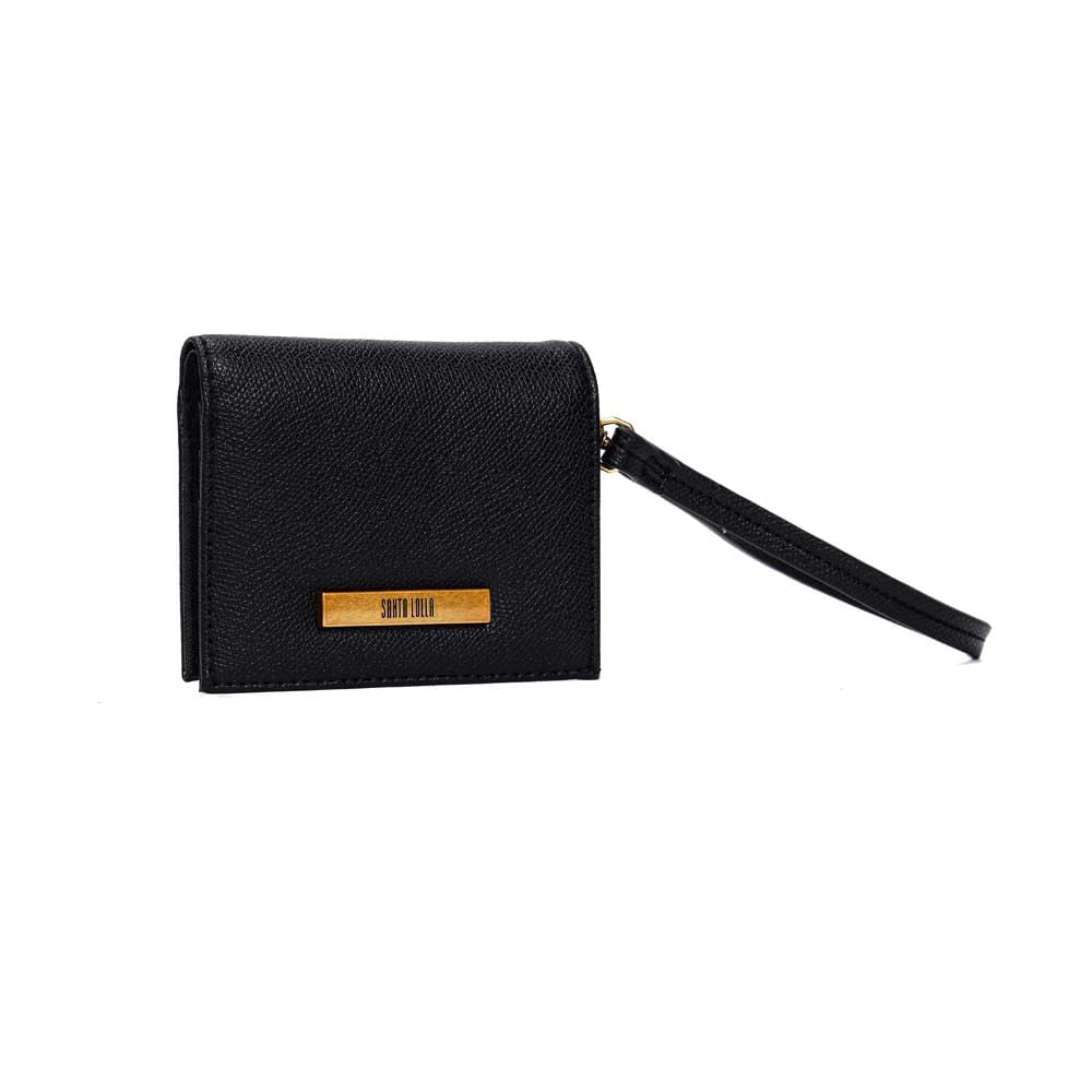 Carteira Santa Lolla Preta Texturizada Alça Wristlet