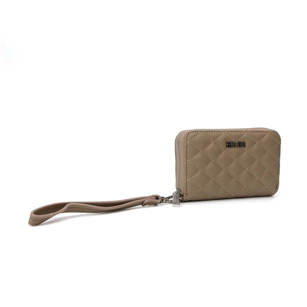 Carteira Santa Lolla Taupe Matelassê Com Alça De Pulso
