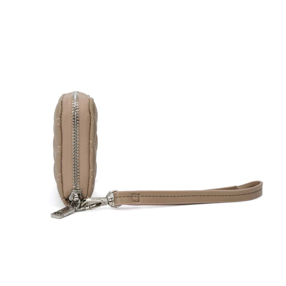 Carteira Santa Lolla Taupe Matelassê Com Alça De Pulso