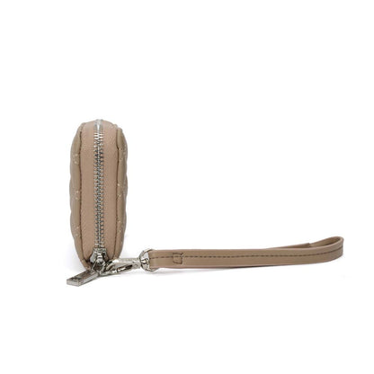 Carteira Santa Lolla Taupe Matelassê Com Alça De Pulso