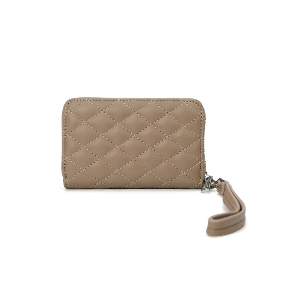 Carteira Santa Lolla Taupe Matelassê Com Alça De Pulso