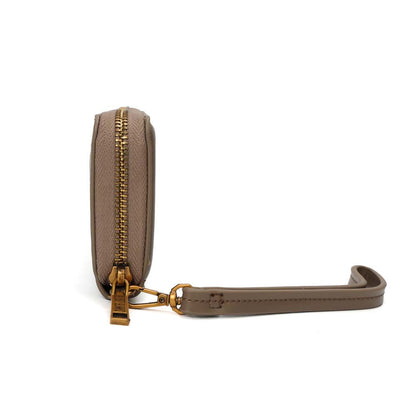 Carteira Santa Lolla Taupe Zíper 360 Alça De Mão