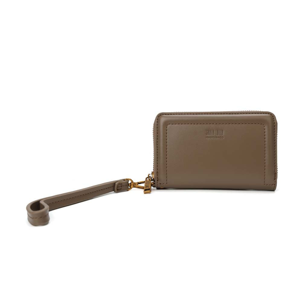 Carteira Santa Lolla Taupe Zíper 360 Alça De Mão