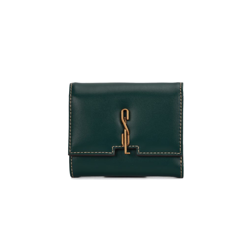 Carteira Santa Lolla Verde Aba Metal Dourado