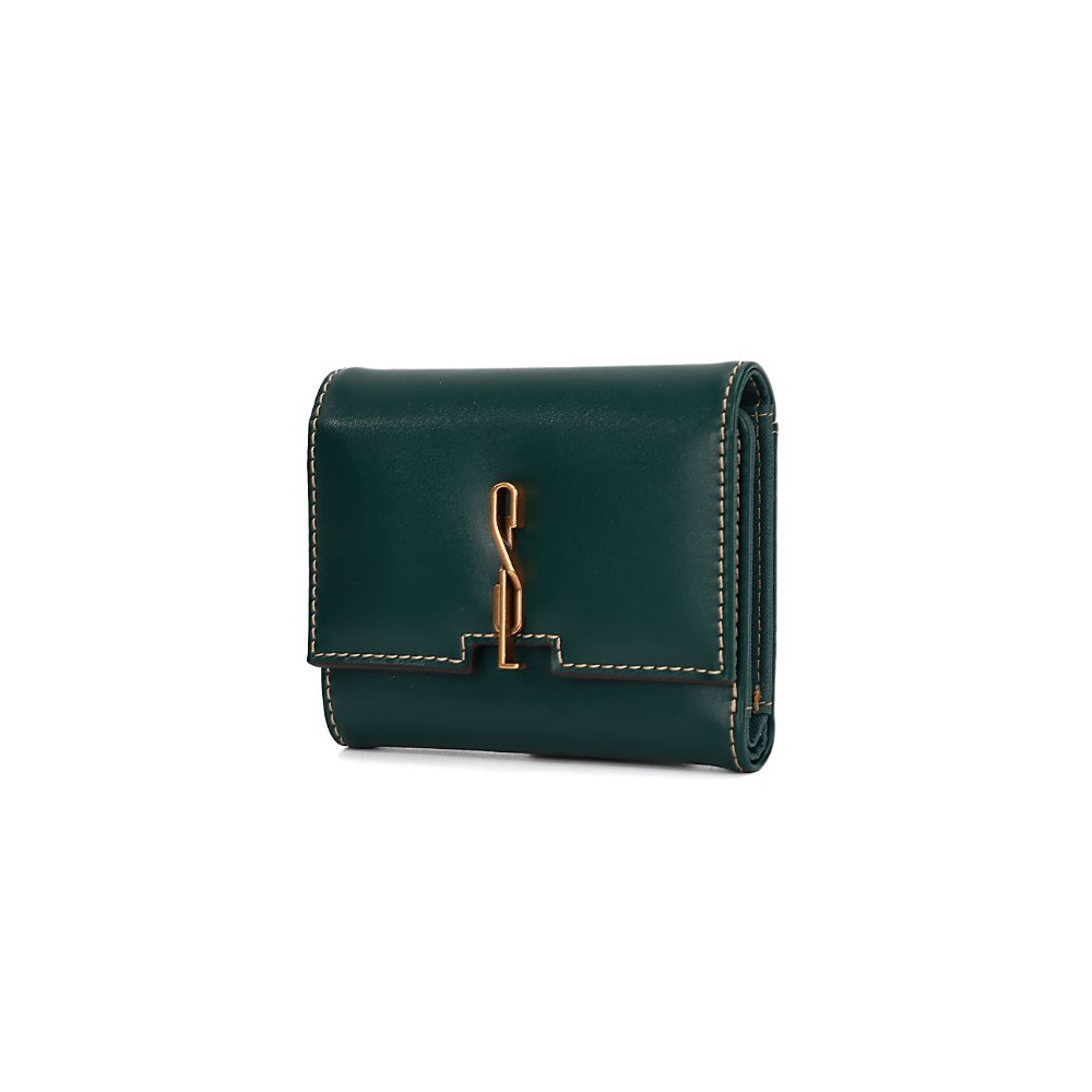 Carteira Santa Lolla Verde Aba Metal Dourado