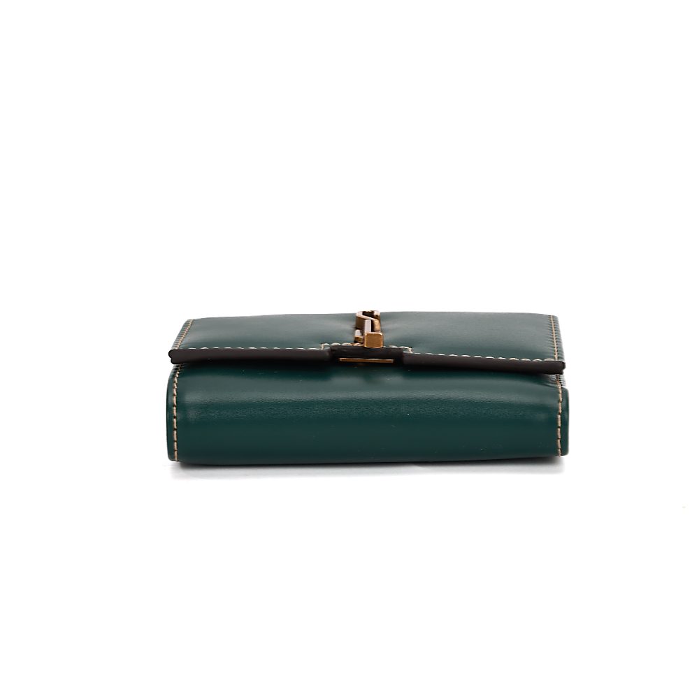 Carteira Santa Lolla Verde Aba Metal Dourado