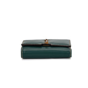 Carteira Santa Lolla Verde Aba Metal Dourado