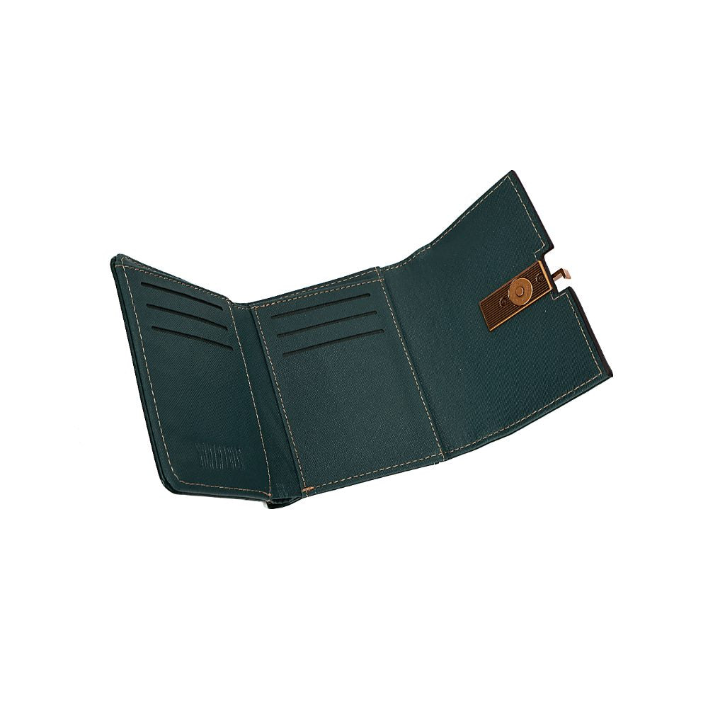 Carteira Santa Lolla Verde Aba Metal Dourado