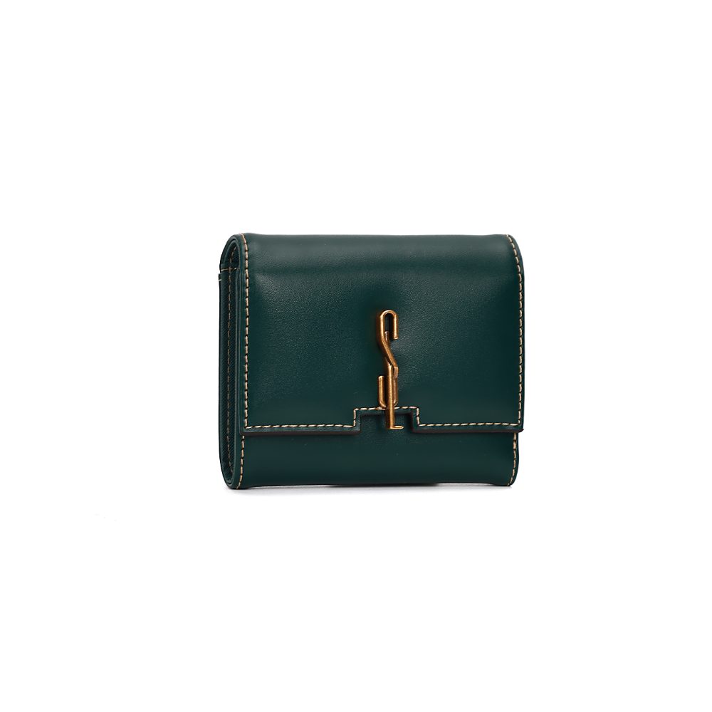 Carteira Santa Lolla Verde Aba Metal Dourado