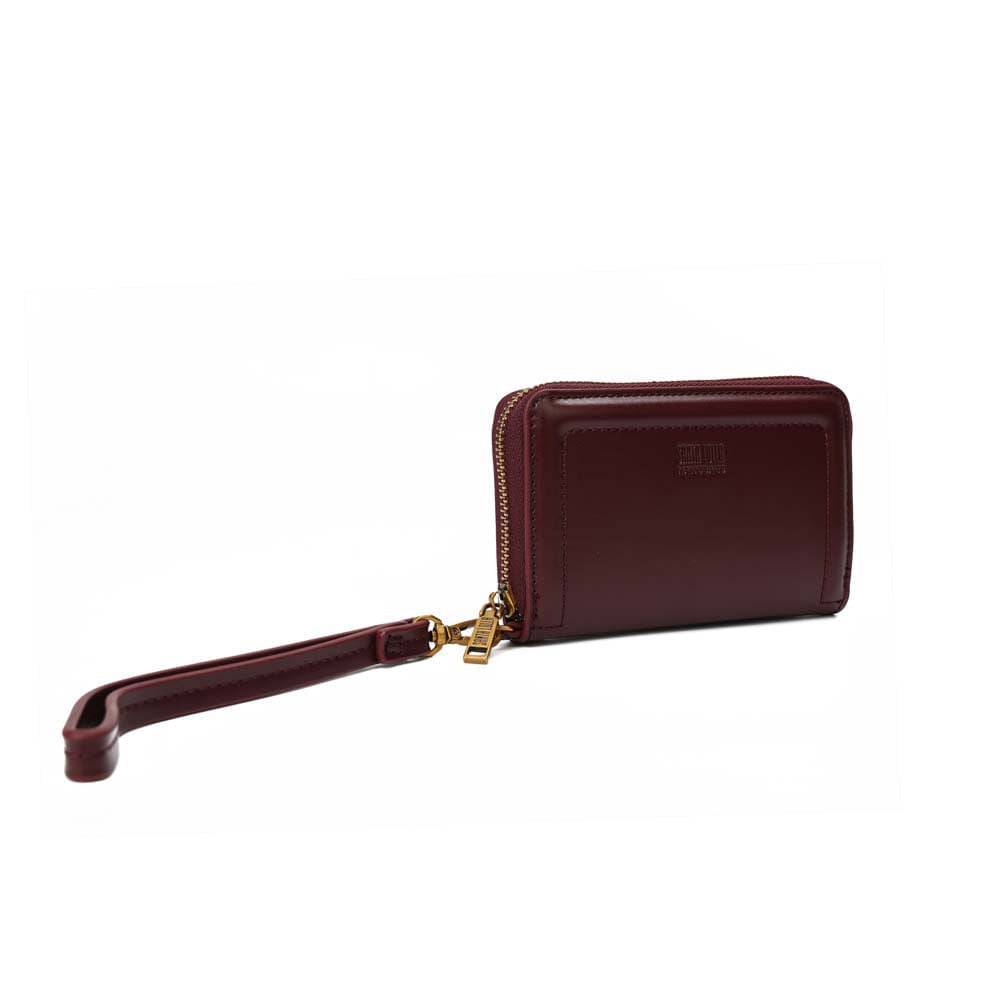 Carteira Santa Lolla Vinho Zíper Alça De Mão