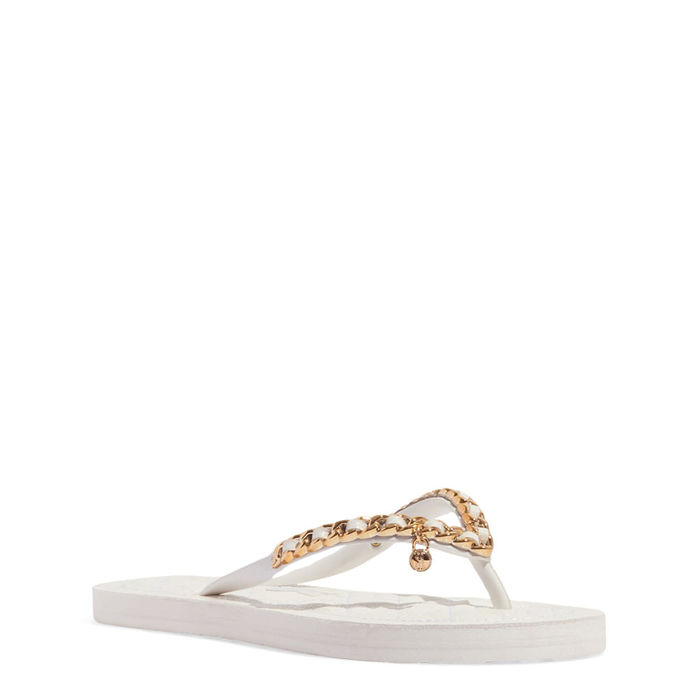 Chinelo Flip Flop Off White Verniz Correntes