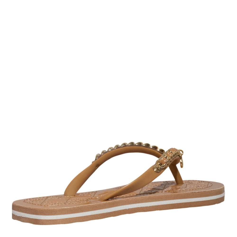 Chinelo Flip Flop Santa Lolla Bege Corrente Dourada