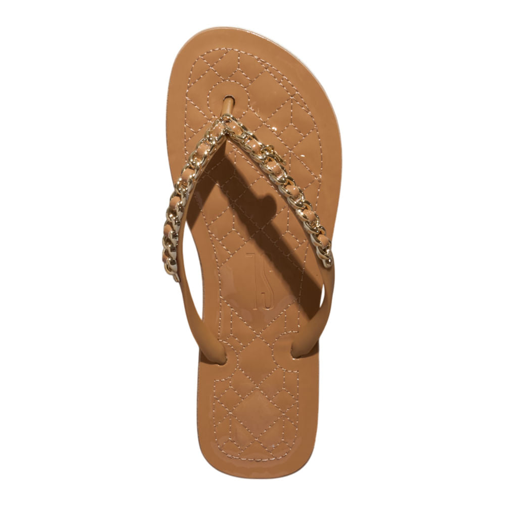Chinelo Flip Flop Santa Lolla Bege Corrente Dourada