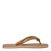 Chinelo Flip Flop Santa Lolla Bege Corrente Dourada