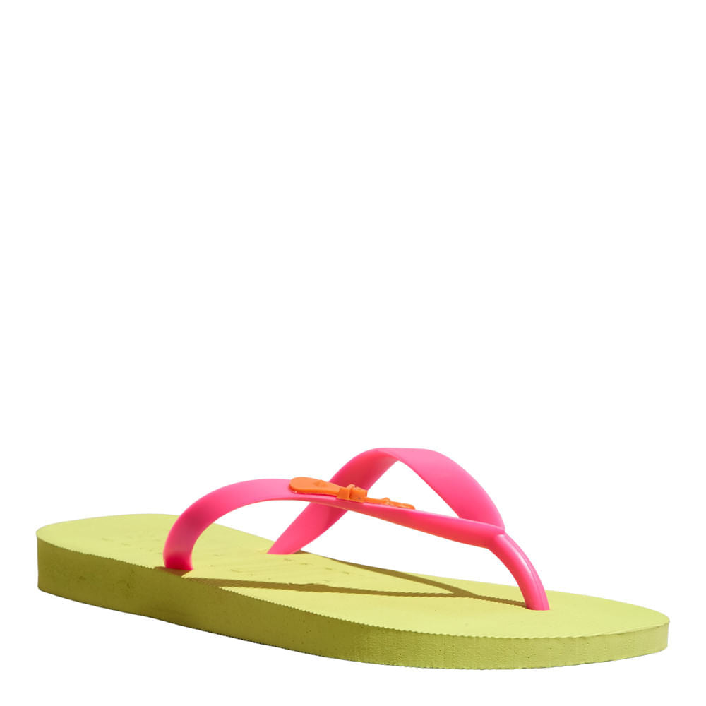 Chinelo Santa Lolla Amarelo Lime Tiras Pink
