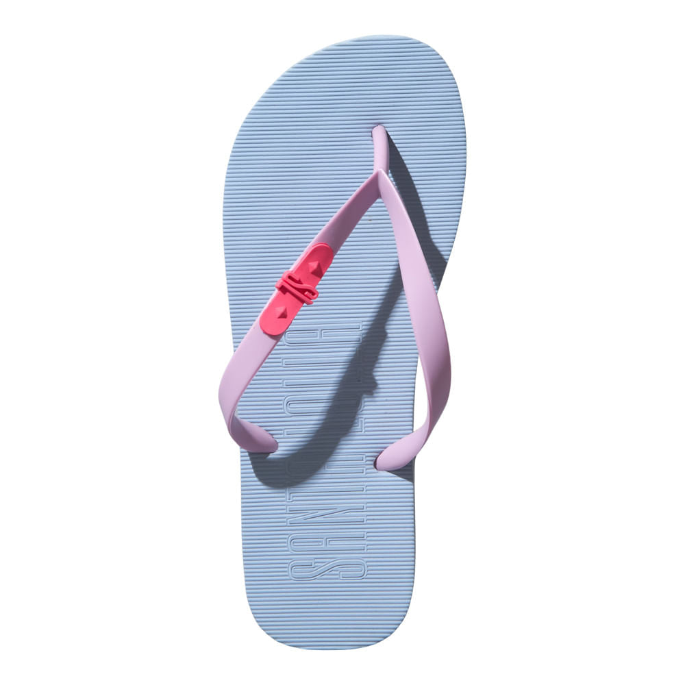 Chinelo Santa Lolla Azul Flip Flop Tiras Lilás