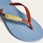 Chinelo Santa Lolla Azul Tira Coral Detalhe Amarelo