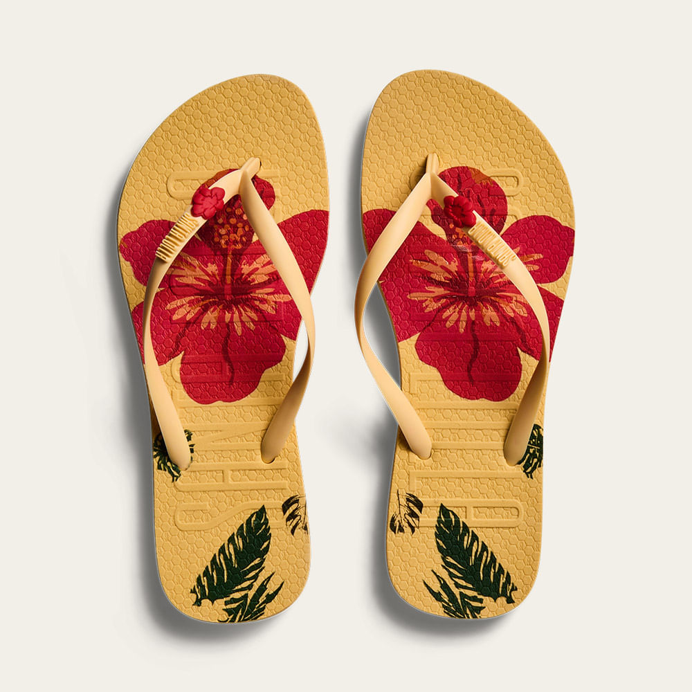 Chinelo Santa Lolla Bege Floral Flip Flop