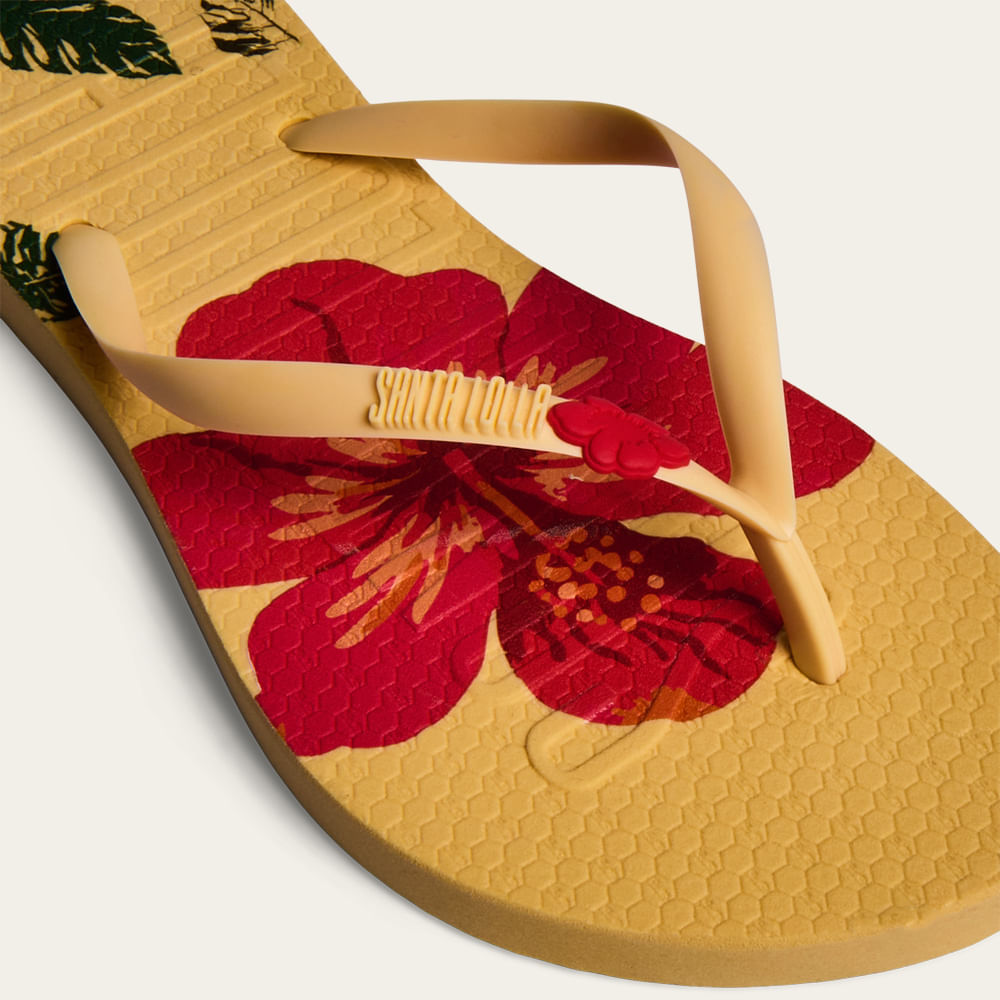 Chinelo Santa Lolla Bege Floral Flip Flop