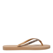 Chinelo Santa Lolla Bege Tiras Brilho