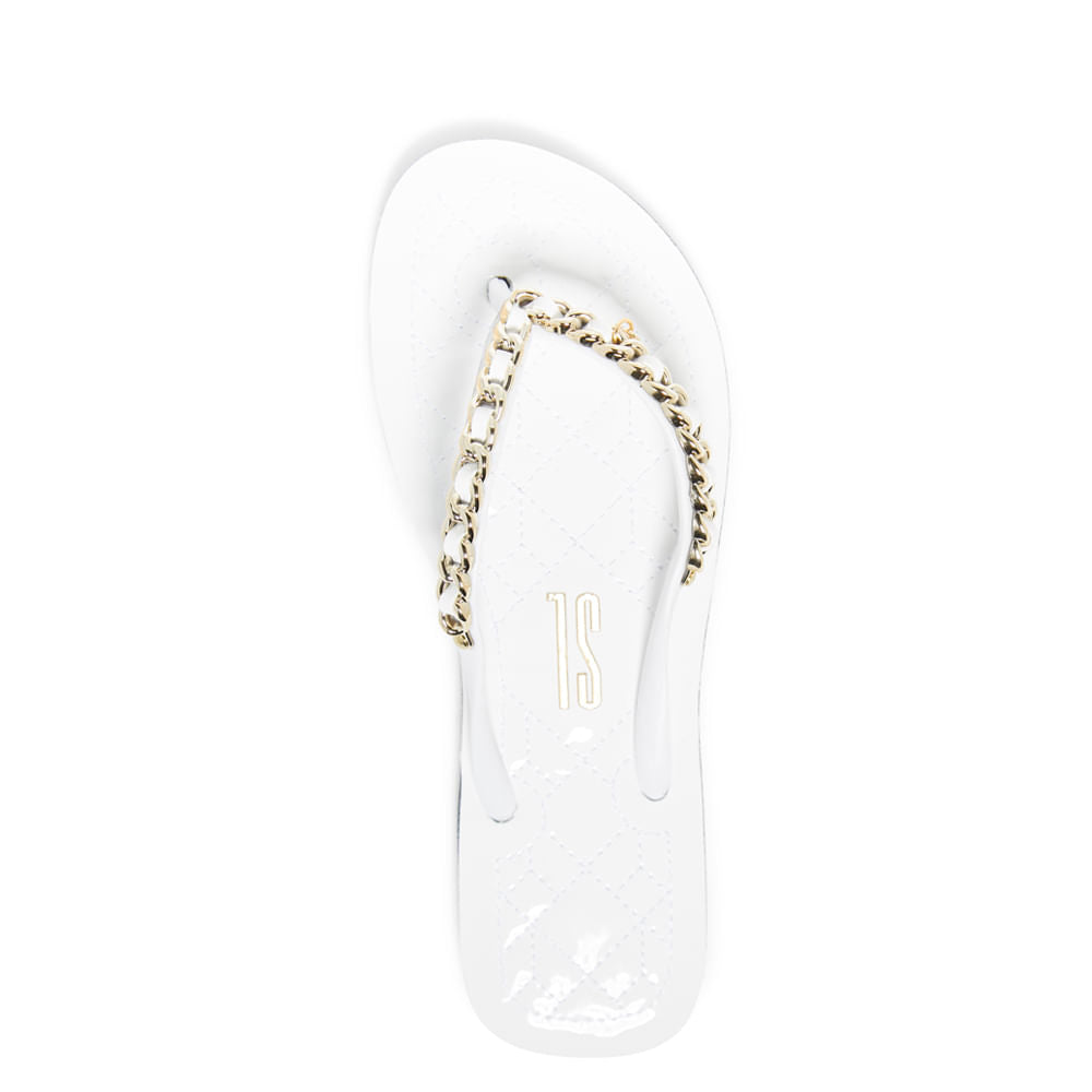Chinelo Santa Lolla Branco Verniz Correntes