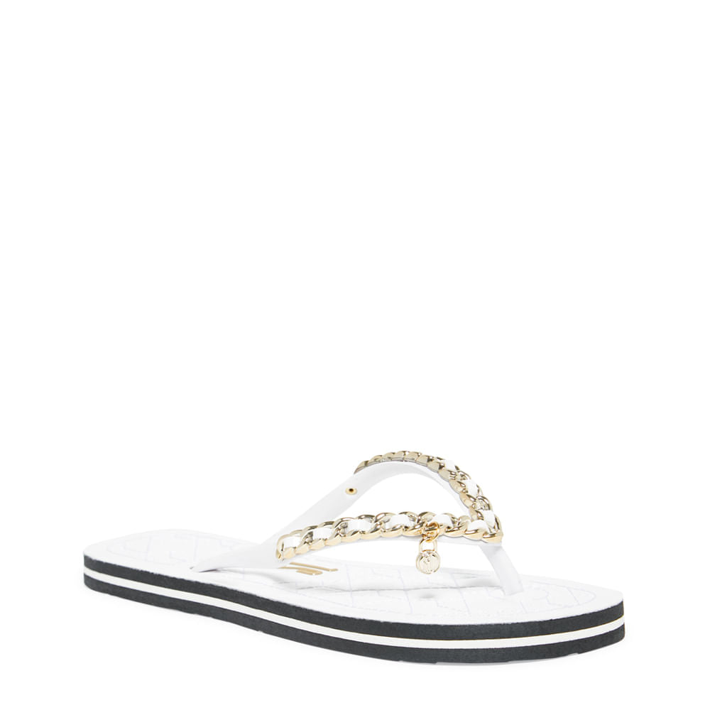 Chinelo Santa Lolla Branco Verniz Correntes