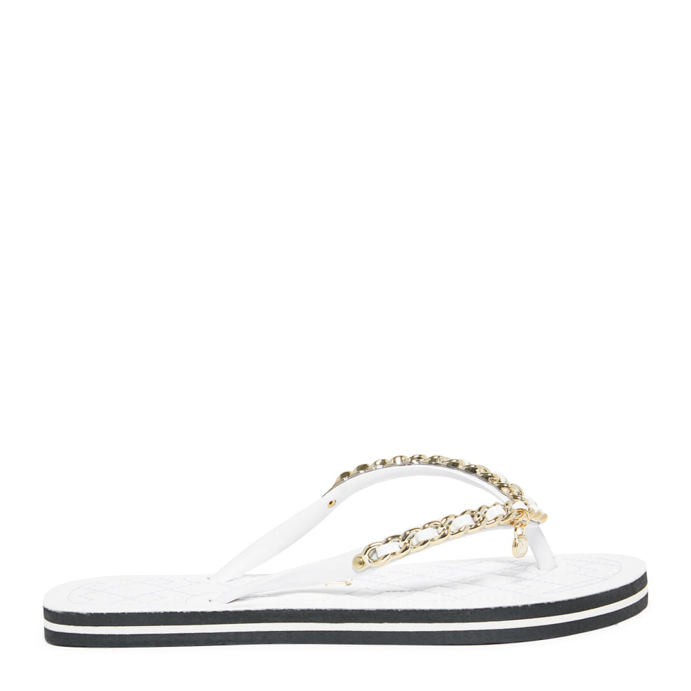 Chinelo Santa Lolla Branco Verniz Correntes