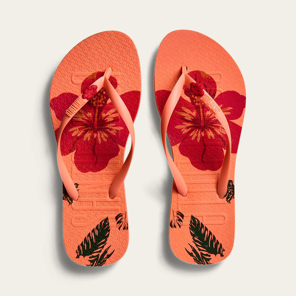 Chinelo Santa Lolla Laranja Floral Flip Flop