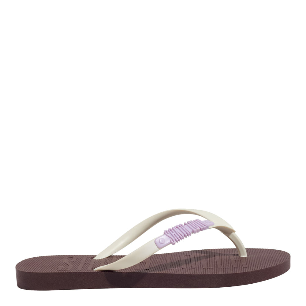 Chinelo Santa Lolla Marrom Tiras Off White
