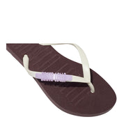 Chinelo Santa Lolla Marrom Tiras Off White