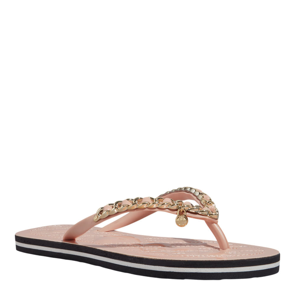 Chinelo Santa Lolla Nude Corrente Dourada