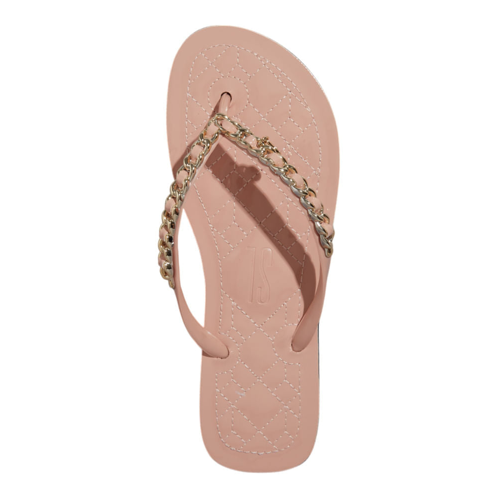 Chinelo Santa Lolla Nude Corrente Dourada