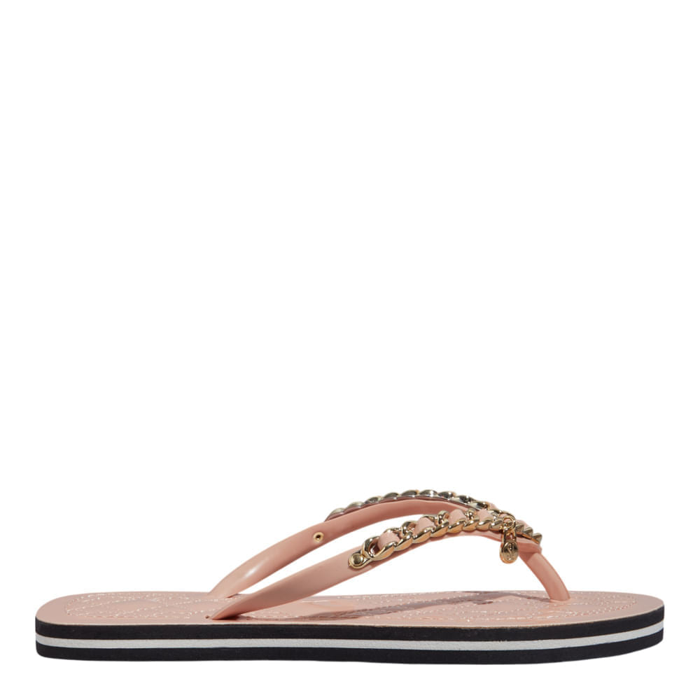 Chinelo Santa Lolla Nude Corrente Dourada