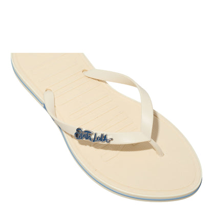 Chinelo Santa Lolla Off White Tiras Y Detalhe Azul